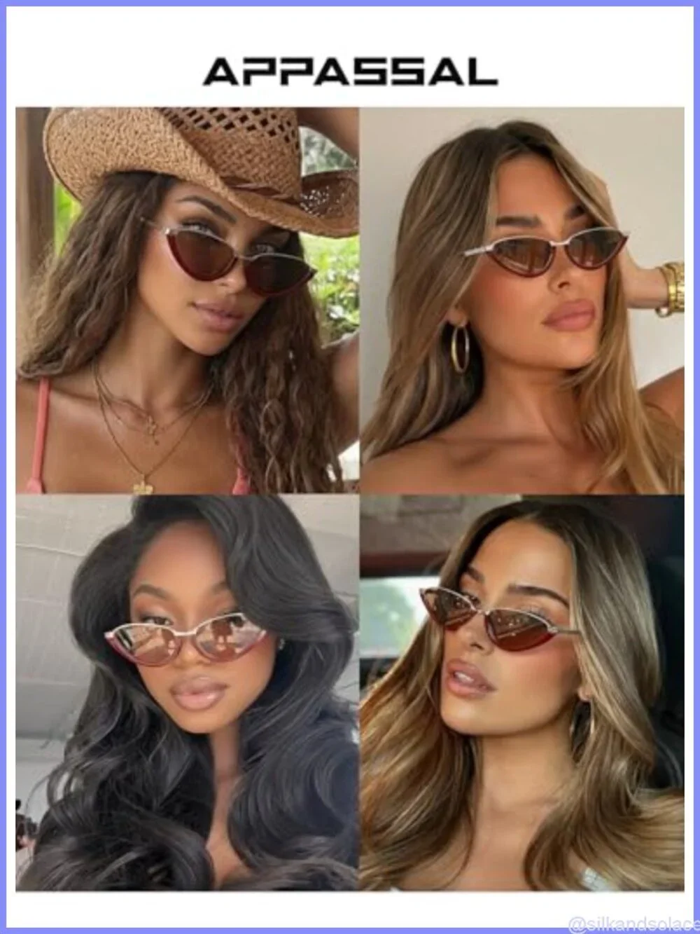 Cat Eye Sunglasses UV400 Full-Frame Retro Metal Accents